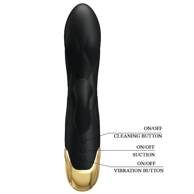 Pretty Love – Schwarzer Wiederaufladbarer, Vergoldeter Luxusvibrator
