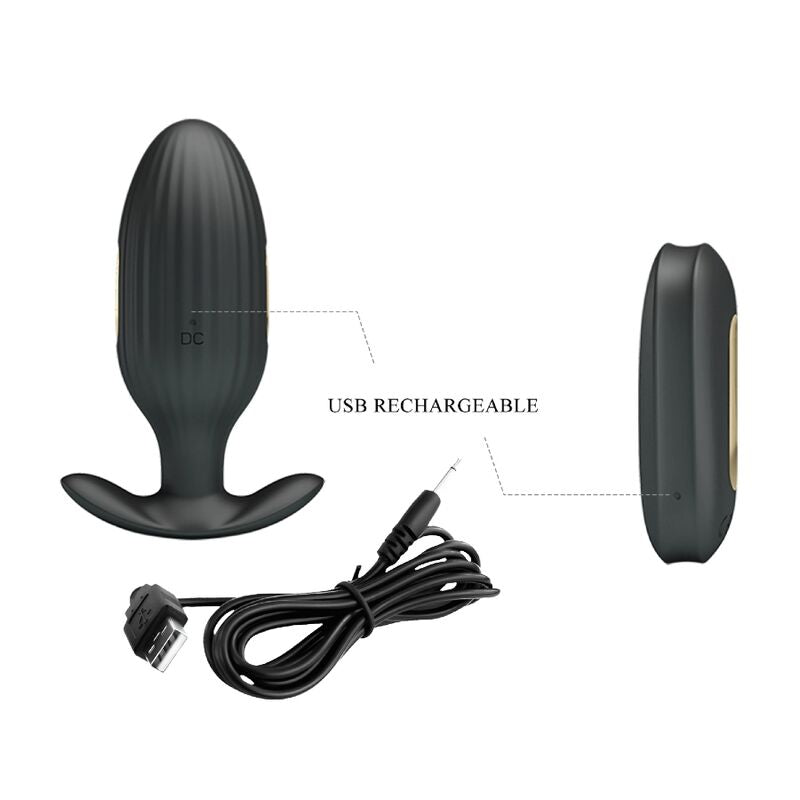 Remote Kelly Plug Anal Wiederaufladbarer Vibrator Schwarz