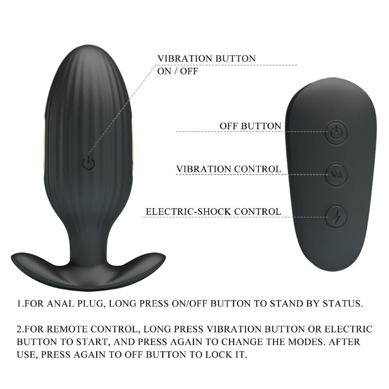 Remote Kelly Plug Anal Wiederaufladbarer Vibrator Schwarz
