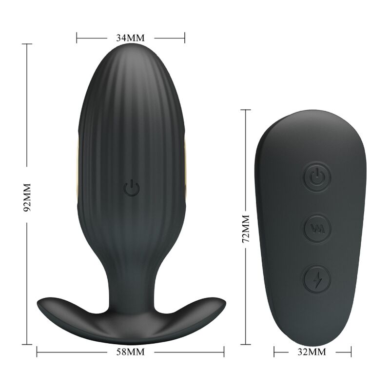 Remote Kelly Plug Anal Wiederaufladbarer Vibrator Schwarz