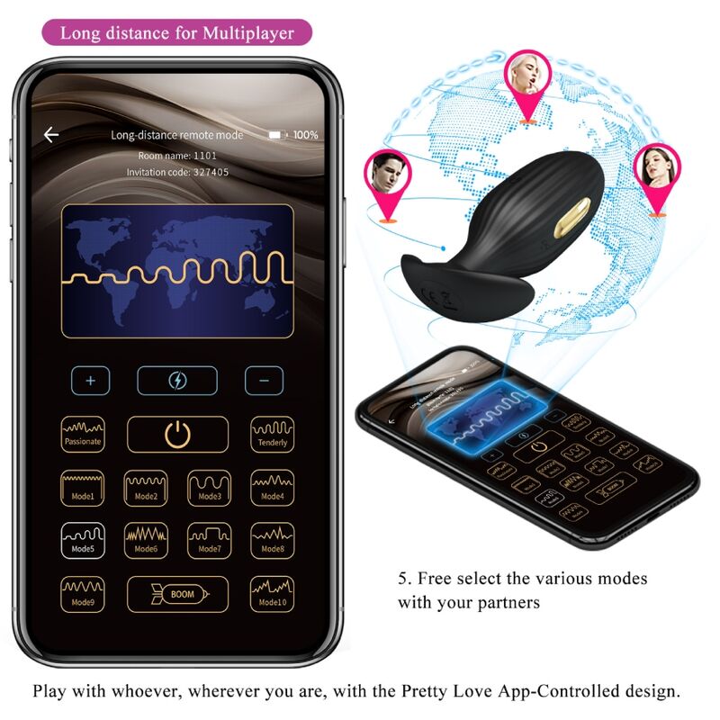 App Jefferson App-gesteuerter Analplug Schwarz