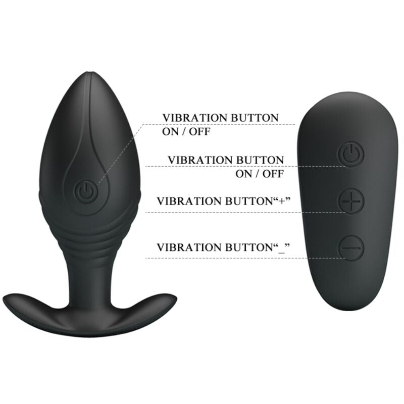 Remote Regina Anal Plug Wiederaufladbarer Vibrator Schwarz