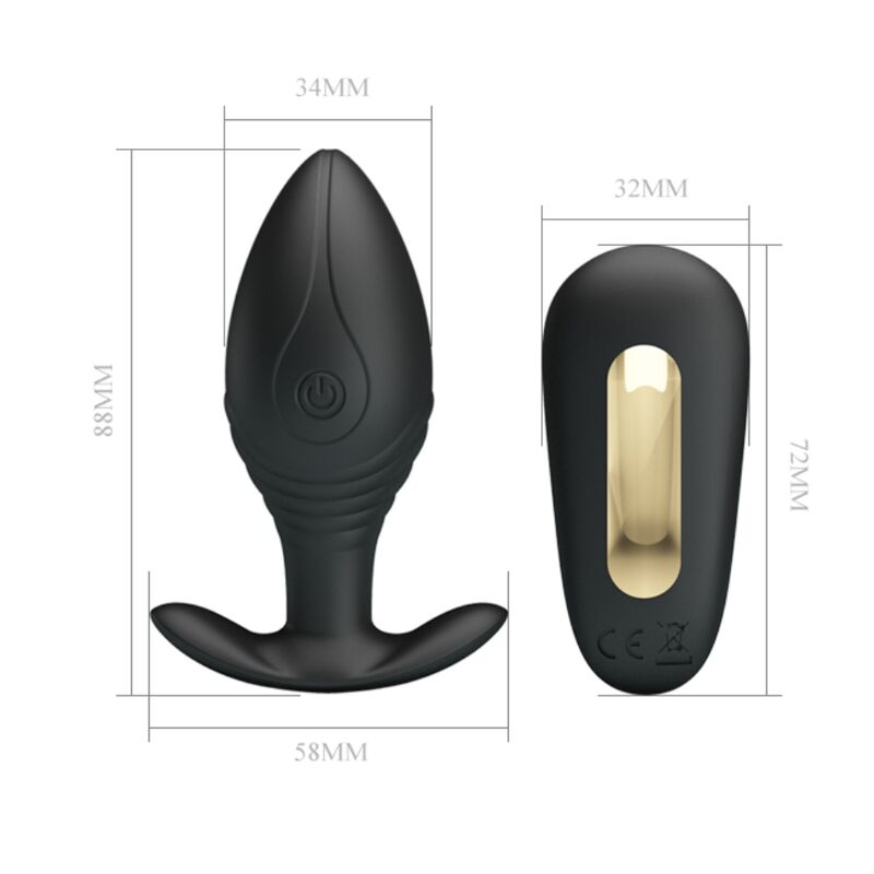 Remote Regina Anal Plug Wiederaufladbarer Vibrator Schwarz