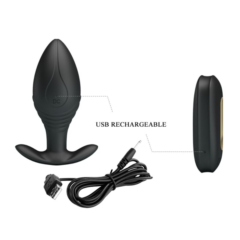 Remote Regina Anal Plug Wiederaufladbarer Vibrator Schwarz