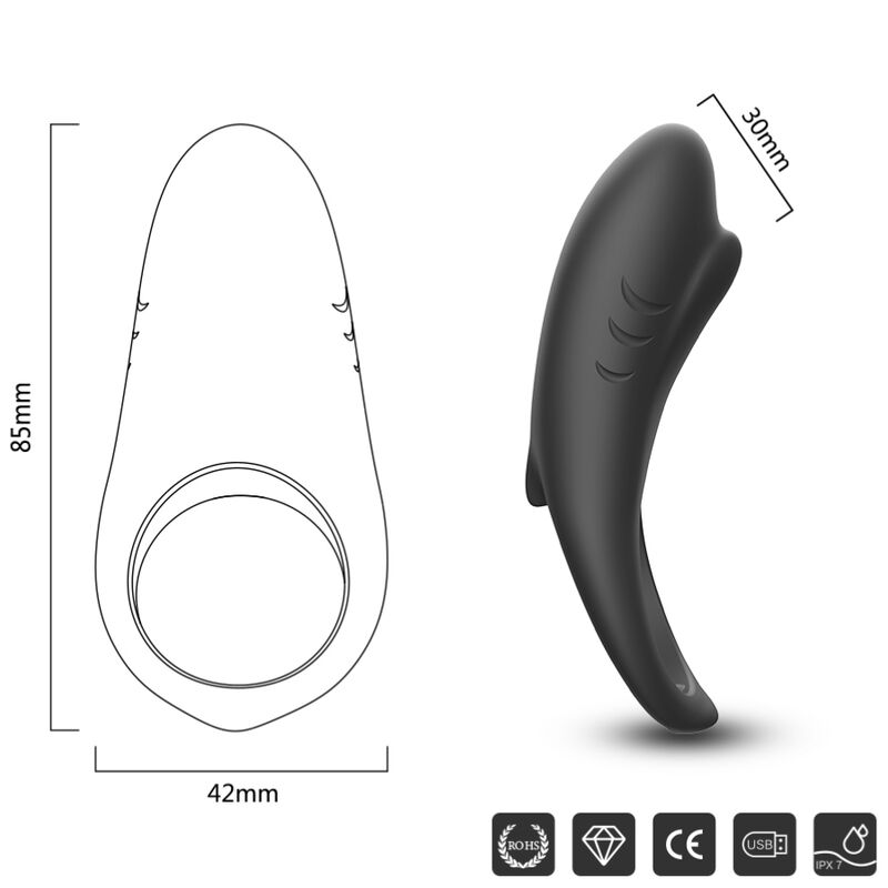 Armony – Shark Vibratorring für Paare Fernbedienung Schwarz