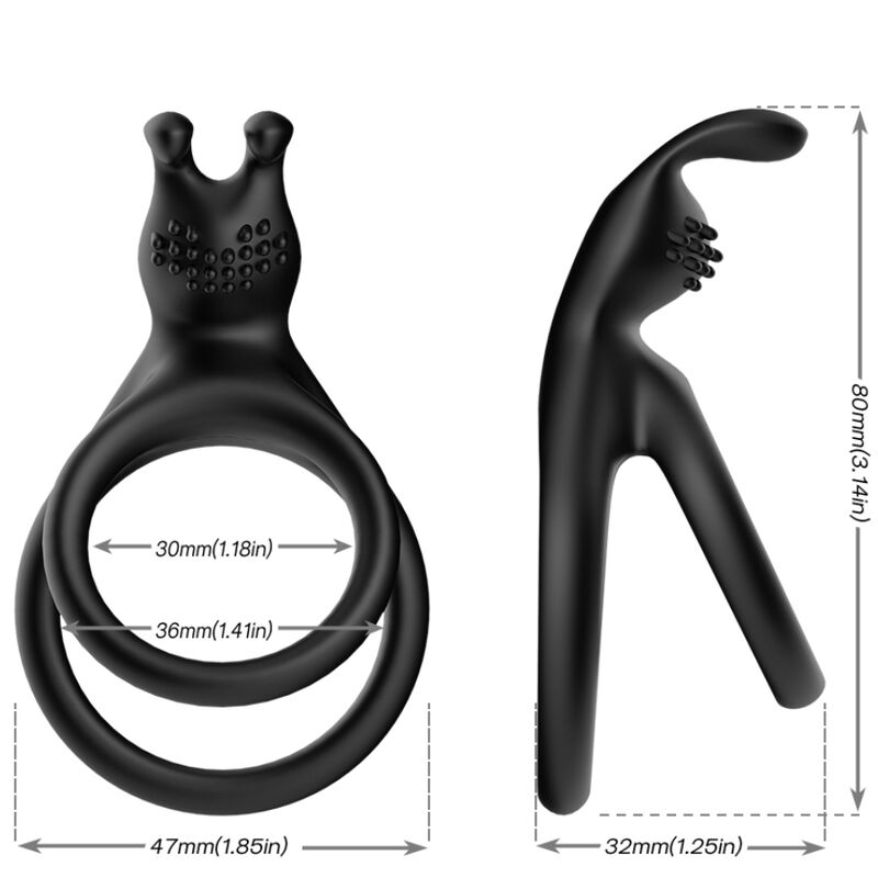 Armony – Tensy Doppelter Kaninchenring Schwarz