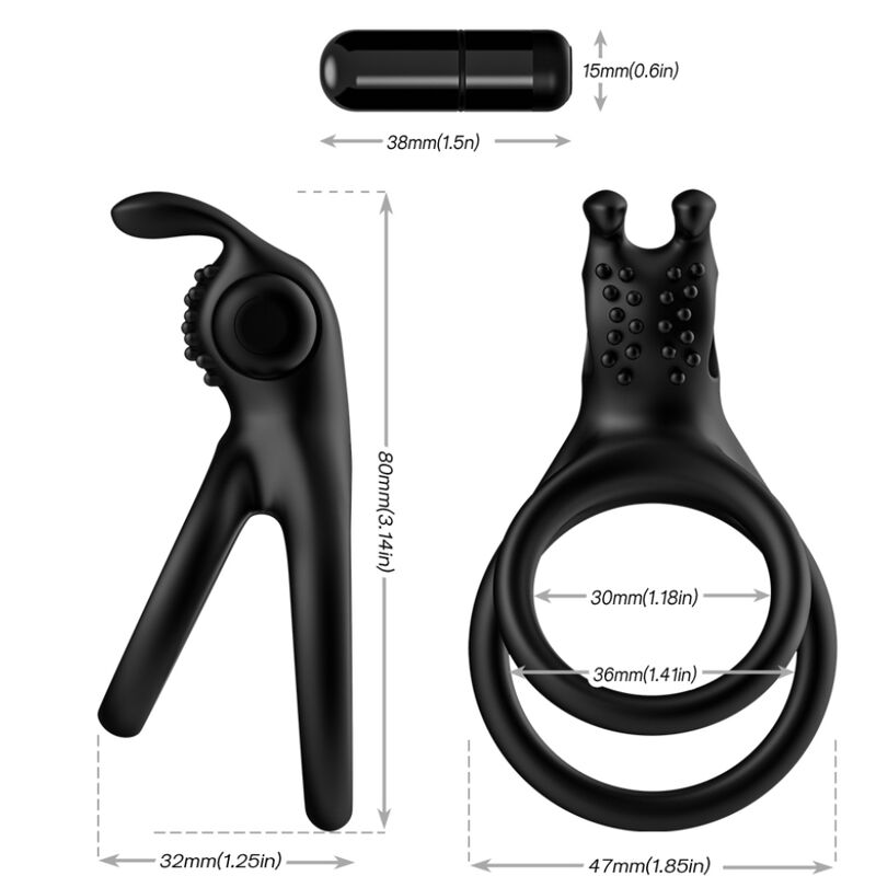 Armony – Traveller Doppel-Vibratorring für Paare Rabbit Schwarz