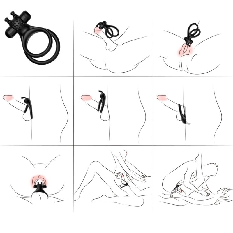 Armony – Traveller Doppel-Vibratorring für Paare Rabbit Schwarz