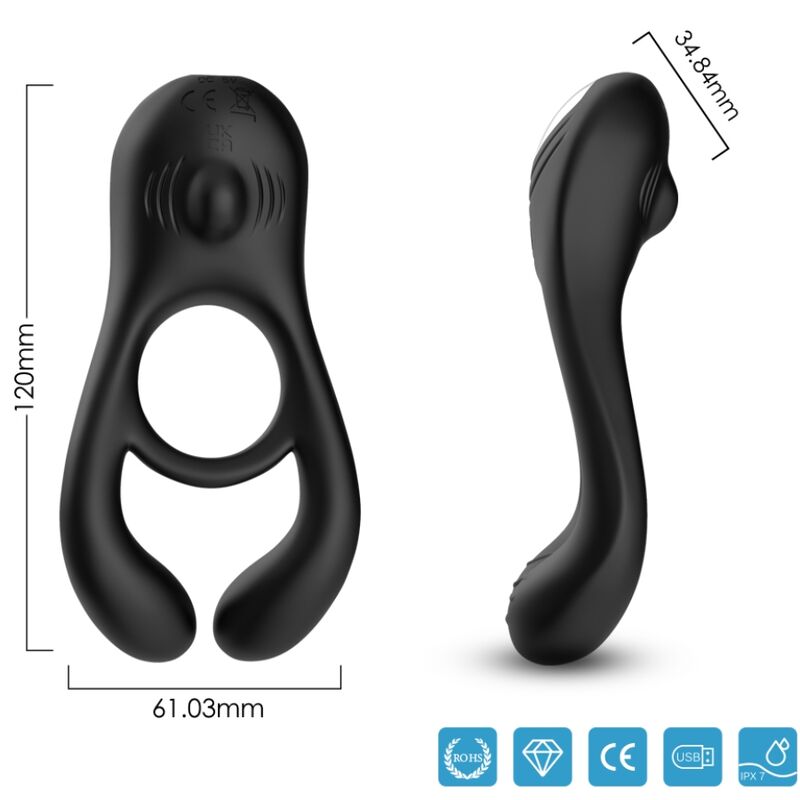 Armony – Veyron Doppelvibrator-Ringspielzeug für Paare Schwarz