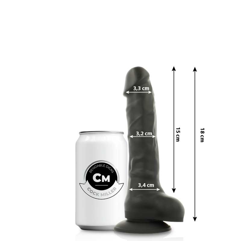 Cock Dildo Realistisches Silikon Dichte Artikulierbar Schwarz 18
