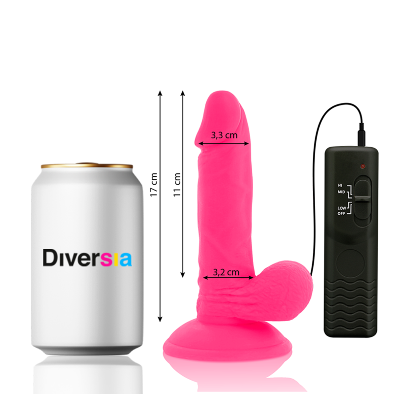Diversia Flexibler Vibrations-Dildo rosa – 17 cm, Ø 3,3 cm
