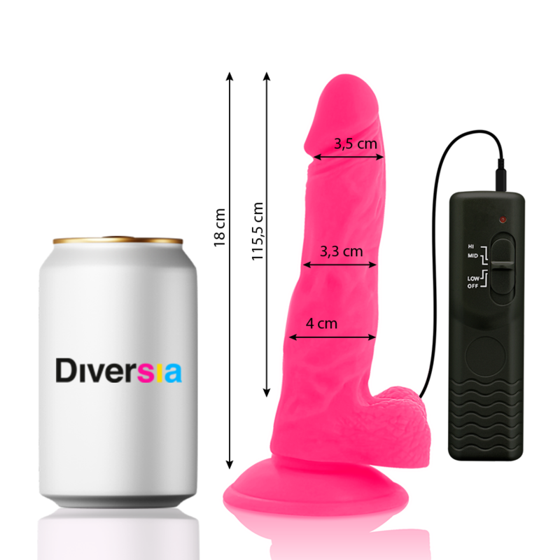 Diversia Flexibler Vibrations-Dildo rosa – 18 cm, Ø 4 cm