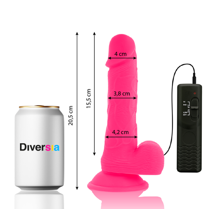 Diversia Flexibler Vibrations-Dildo rosa – 20,5 cm, Ø 4,2 cm