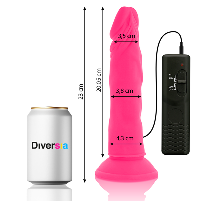 Diversia Flexibler Vibrations-Dildo rosa – 23 cm, Ø 4,3 cm