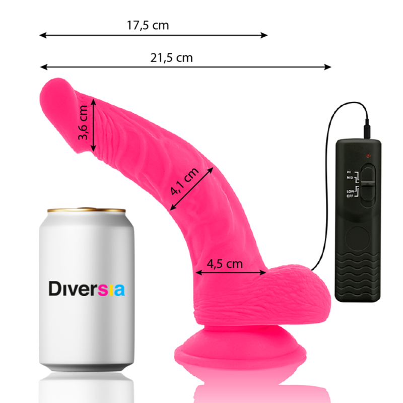 Diversia Flexibler Vibrierender Dildo Rosa 21.5 CM Ø 4.5 CM