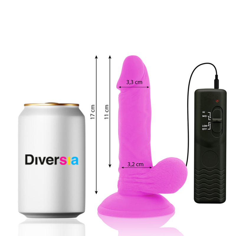 Diversia Flexibler Vibrierender Dildo Lila 17 CM Ø 3.3 CM