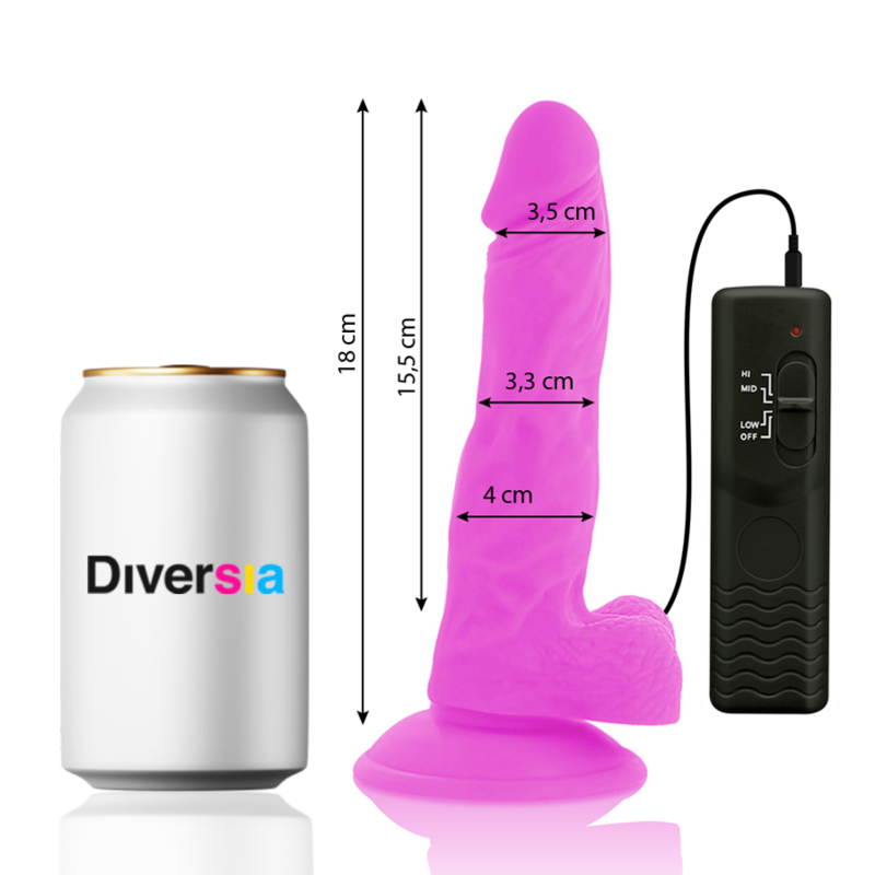 Diversia Flexibler Vibrations-Dildo lila – 18 cm, Ø 4 cm