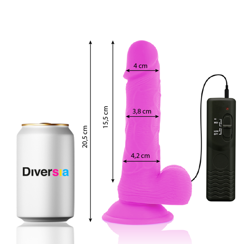 Diversia Flexibler Vibrations-Dildo lila – 20,5 cm, Ø 4,2 cm