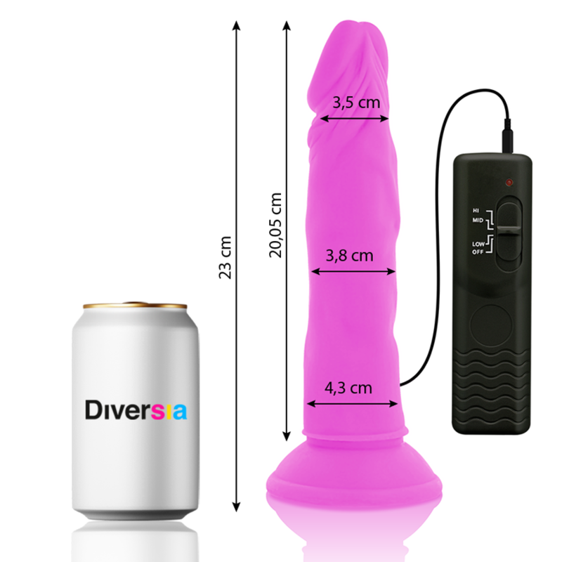 Diversia Flexibler Vibrierender Dildo Lila 23 CM Ø 4.3 CM