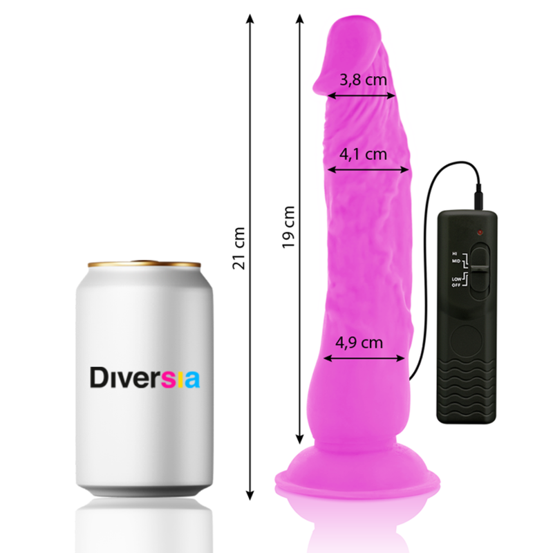 Diversia Flexibler Vibrations-Dildo lila – 21 cm, Ø 4,9 cm