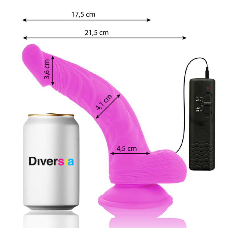 Diversia Flexibler Vibrations-Dildo lila – 21,5 cm, Ø 4,5 cm