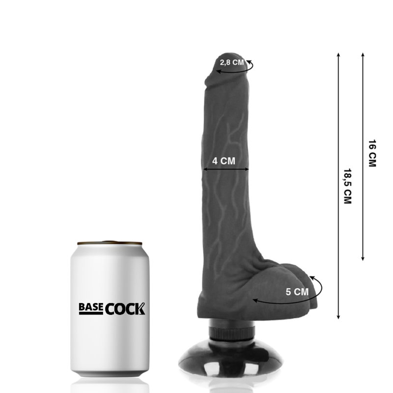 Basecock – Realistischer Vibrator 2-1 Schwarz 18.5 Cm -O- 4 Cm