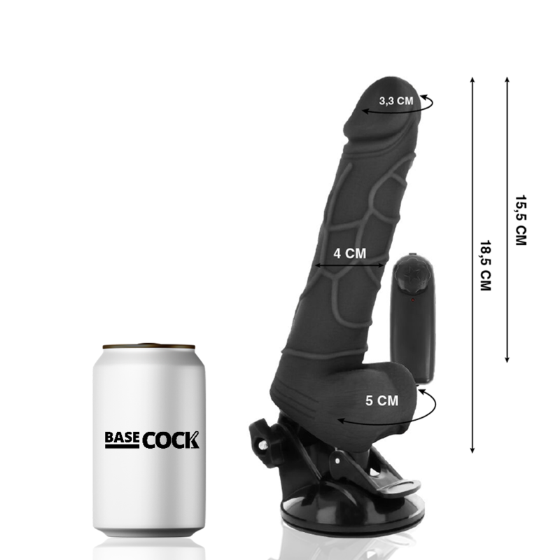 Basecock Realistischer Vibrator Mit Fernbedienung Schwarz 18.5 cm...