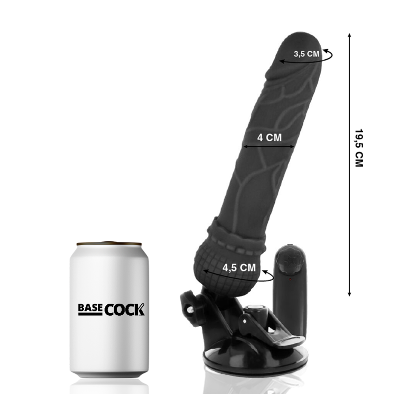 Basecock Realistischer Vibrator Mit Fernbedienung Schwarz 19.5 cm...
