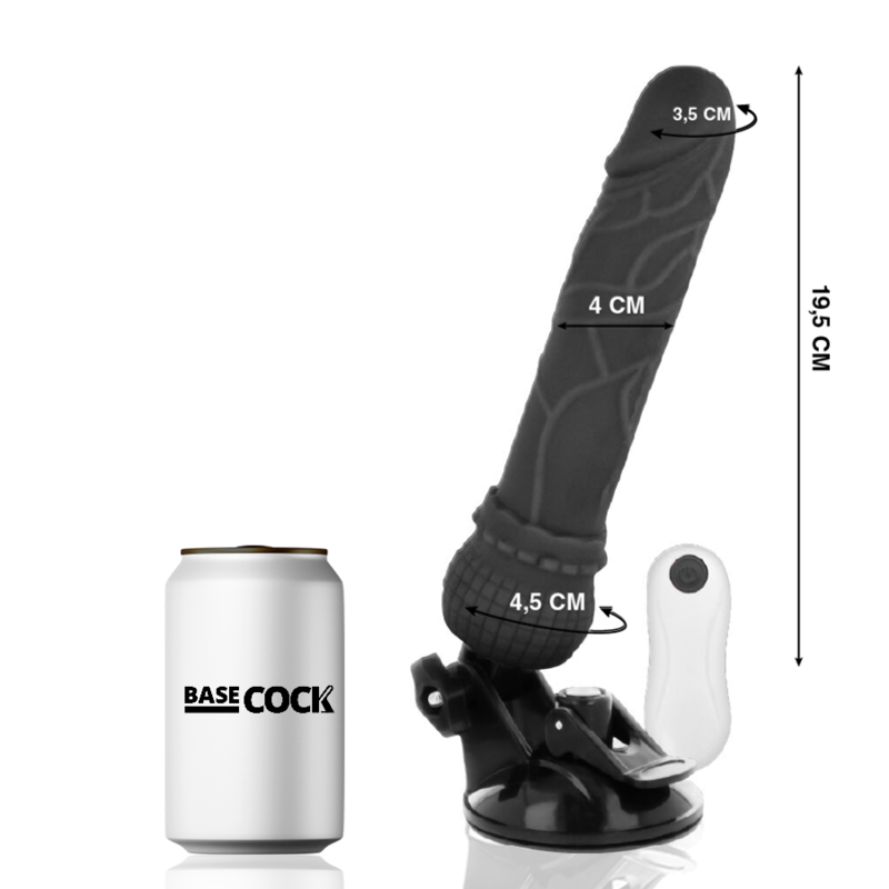 Basecock Realistischer Vibrator Mit Fernbedienung Schwarz 19.5 cm...