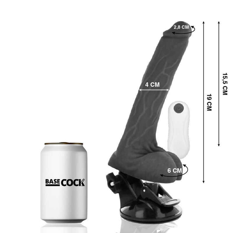 Basecock Realistischer Vibrator Mit Fernbedienung Schwarz 19 cm...