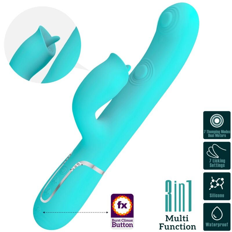 Pretty Love – Kaninchenvibrator mit Leckendem Aquagrün