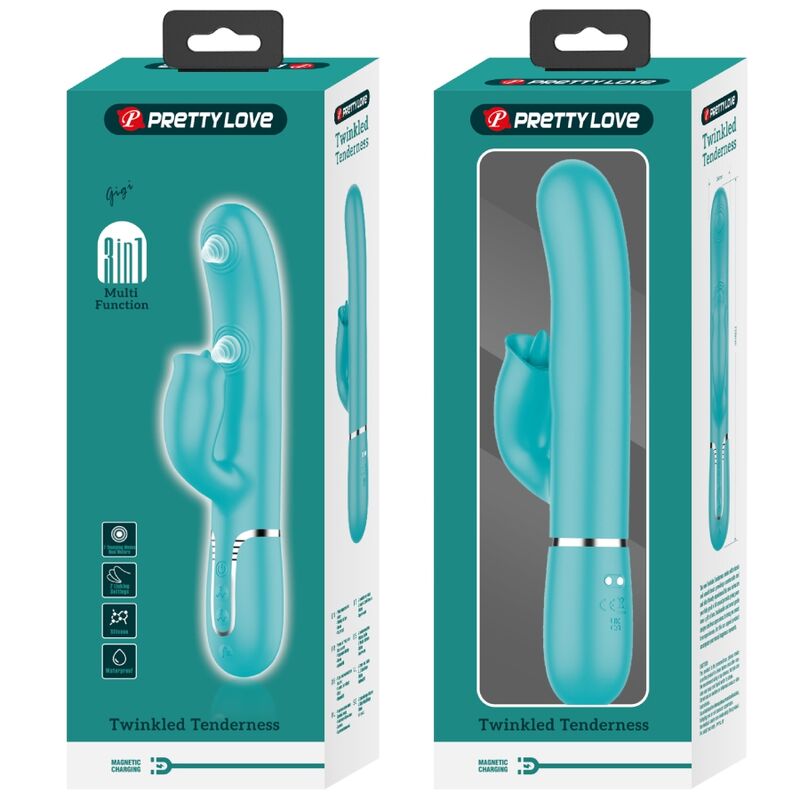 Pretty Love – Kaninchenvibrator mit Leckendem Aquagrün