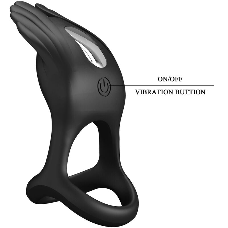 Pretty Love – Silas Vibrant Penis Ring 7 Vibrationen Schwarzes Silikon