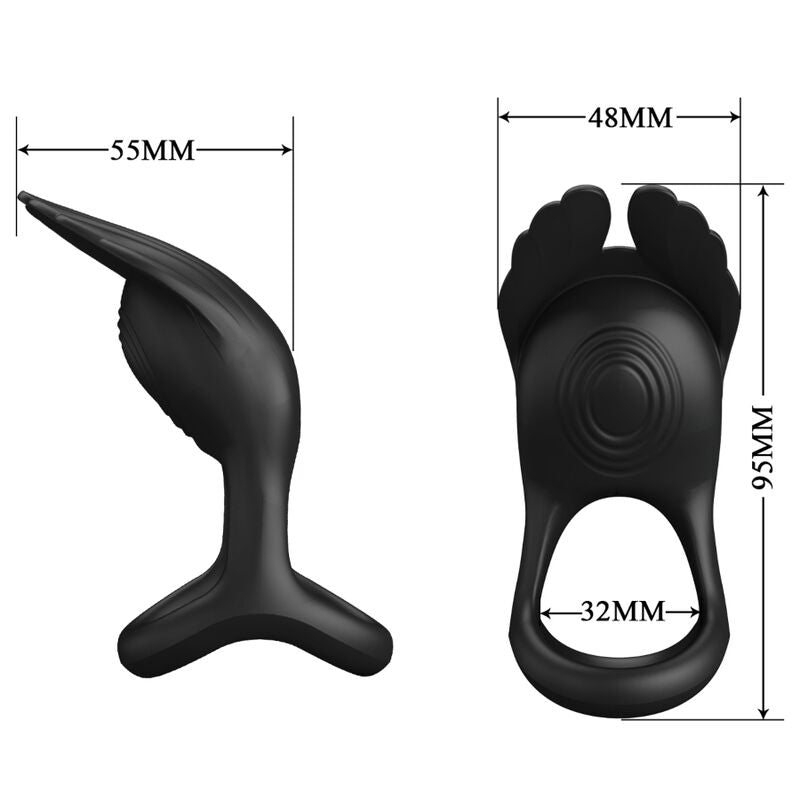 Pretty Love – Silas Vibrant Penis Ring 7 Vibrationen Schwarzes Silikon