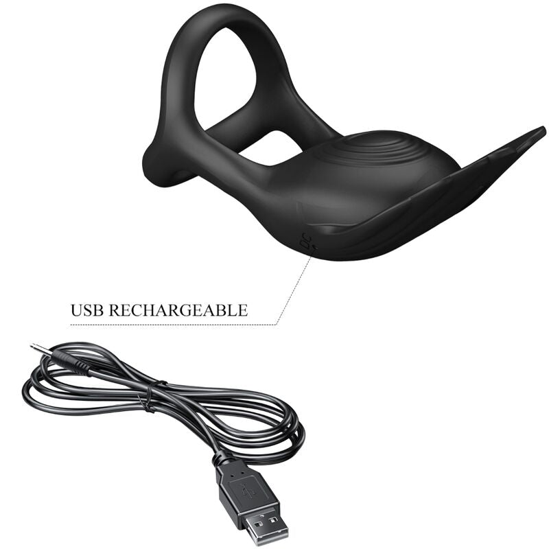 Pretty Love – Silas Vibrant Penis Ring 7 Vibrationen Schwarzes Silikon