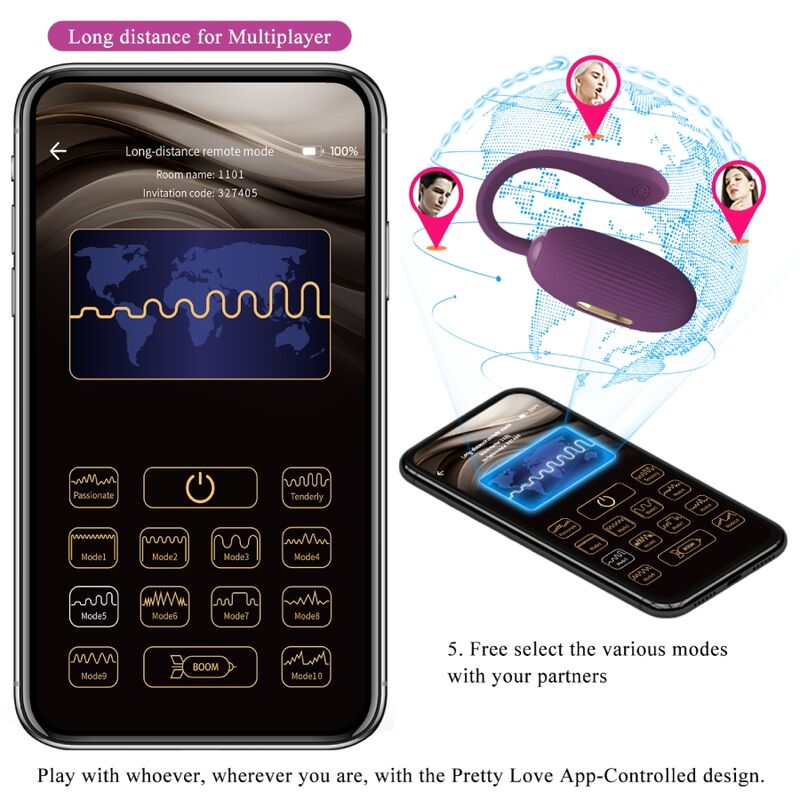 App Series Pretty Love - Doreen Purple Wiederaufladbares Vibrations-ei