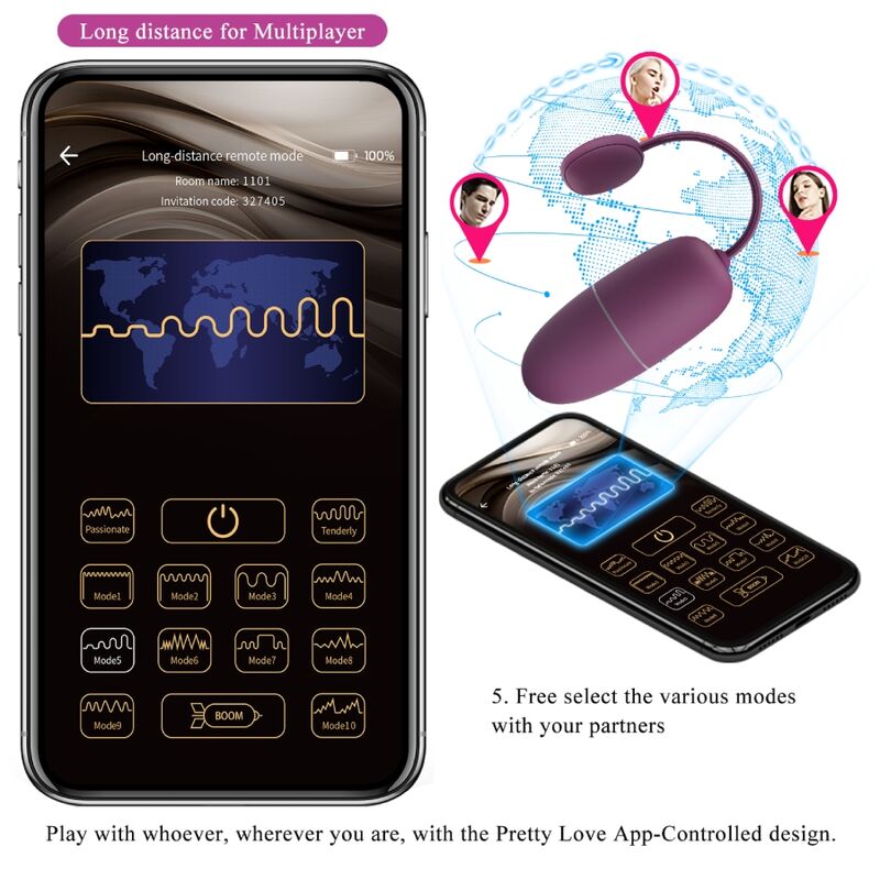 App Series Pretty Love - Nymph Vibrierendes Ei App-gesteuert Lila