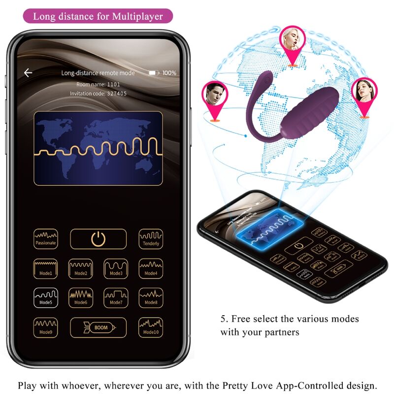 App Series Pretty Love - Casper Lila Wiederaufladbares Vibrierendes Ei