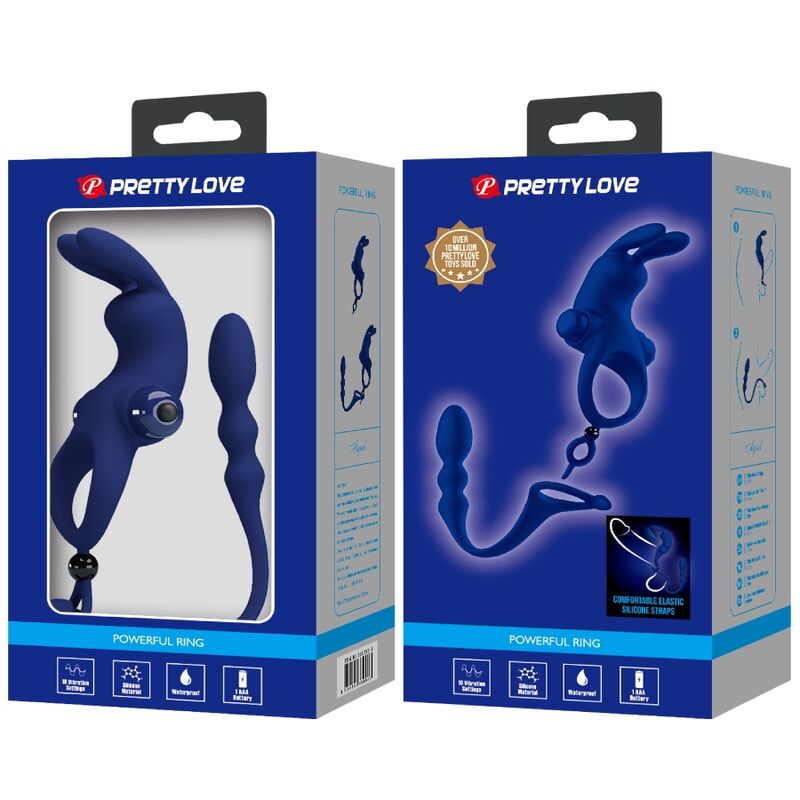 Pretty Love – Ayad Rabbit Vibratorring mit Stecker Blau