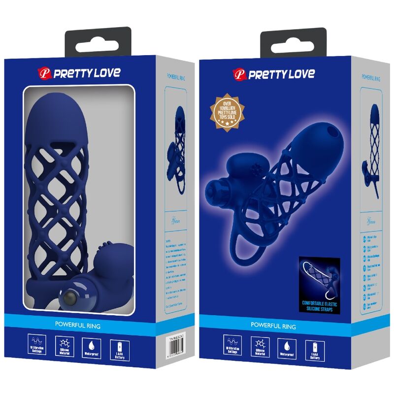 Pretty Love – Giann Vibratorring mit Silikonhülle Blau
