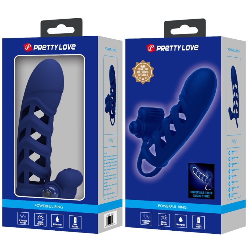 Pretty Love – Altaf Vibratorring mit Silikonhülle Blau