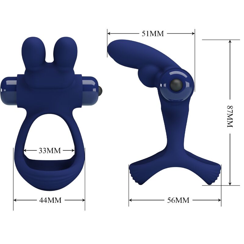 Pretty Love – Francisco Doppelter Vibrationsring Kaninchen Blau