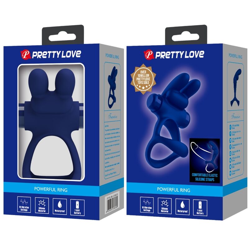 Pretty Love – Francisco Doppelter Vibrationsring Kaninchen Blau