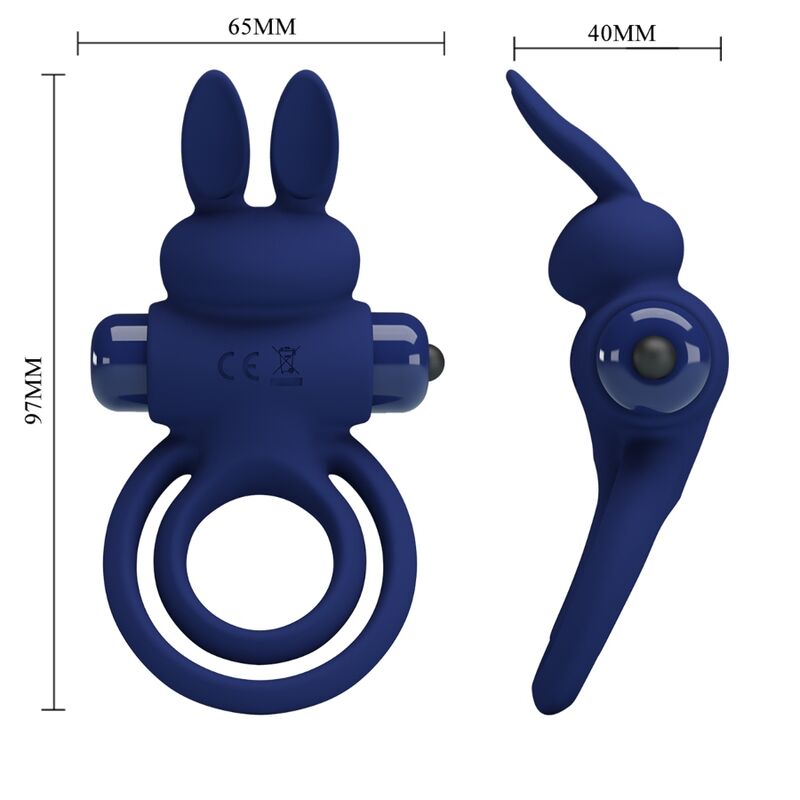 For Darey Doppelter Vibrationsring Kaninchen Blau