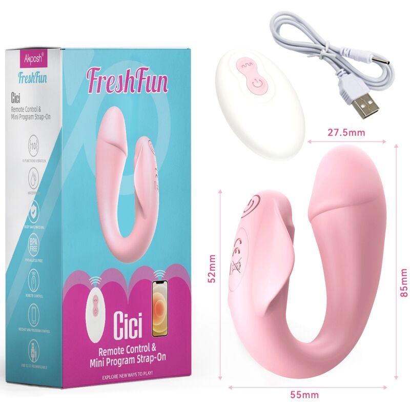 Armony – Freshfun Cici Strap-On Vibrator Fernbedienung und App 10 V...