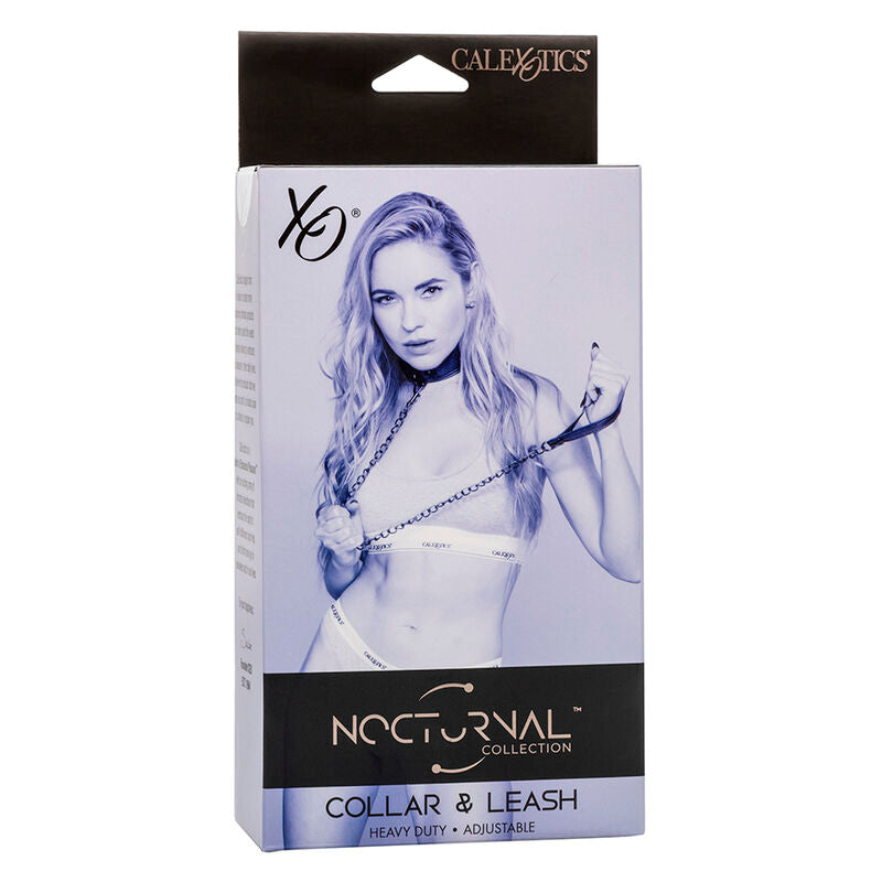 Calexotics – Nocturnal Halsband & Leine Leder Verstellbar Schwarz