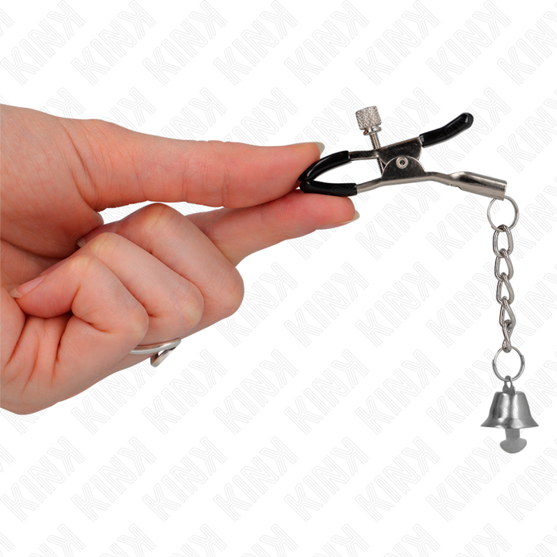 Kink – Silberne Nippelklemmen mit Glockenanhänger 6 Cm