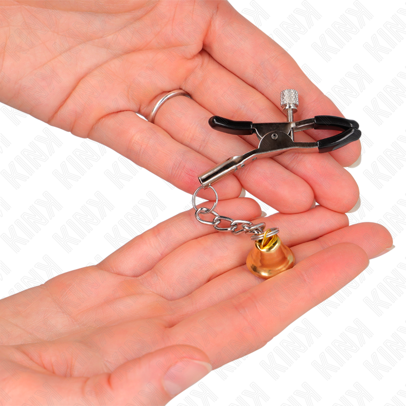 Kink – Goldene Nippelklemmen mit Glockenanhänger 6 Cm