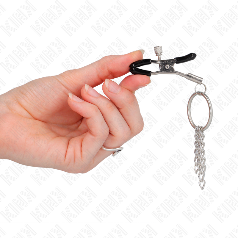 Kink – O-Ring Nippelklemme und Kleine Kette Silber 6 Cm