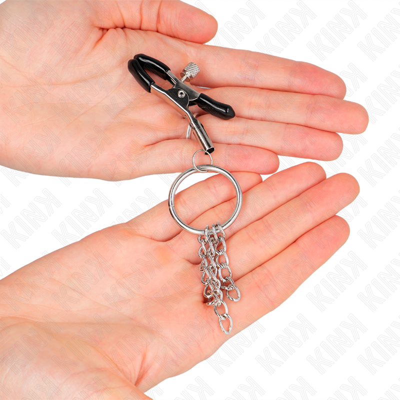Kink – O-Ring Nippelklemme und Kleine Kette Silber 6 Cm